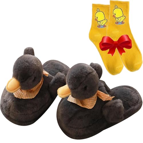 Duck Slippers - Plush Yellow Duck Feet Slippers for Women & Men
