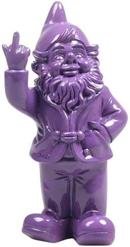 Nain de Jardin en résine Doigt d'honneur 7 x 8 x 20 cm Violet