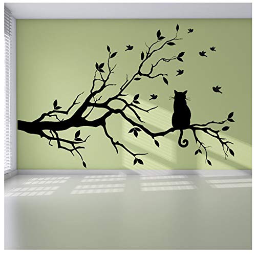 Wociaosmd-wall sticker, DIY Cat and Tree Wall Art Decal Sticker Mural PVC Home Decor Gift for Kids (Black) Wociaosmd-wall sticker, DIY Cat and Tree Wall Art Decal Sticker Mural PVC Home Decor Gift for Kids (Black)