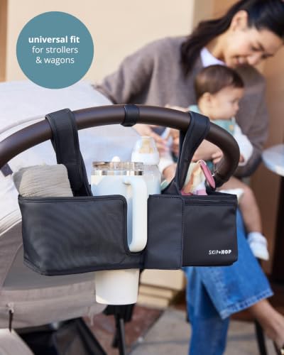 Skip Hop Ultimate Stroller Organizer Universal Fit with Adjustable Straps, Magnetic Flaps and Convertible Design That fits 40 oz. Tumblers, Black - image 2