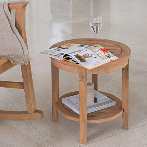 Cambridge Casual Arie Outdoor Round Side Table, Plantation, 18 Inch/Natural Teak #TOP4