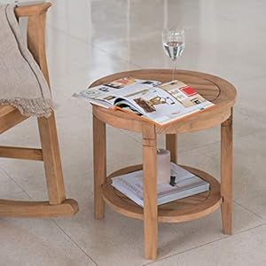 Cambridge casual superior indonesian teak arie outdoor round side table natural teak  urban country home decor
