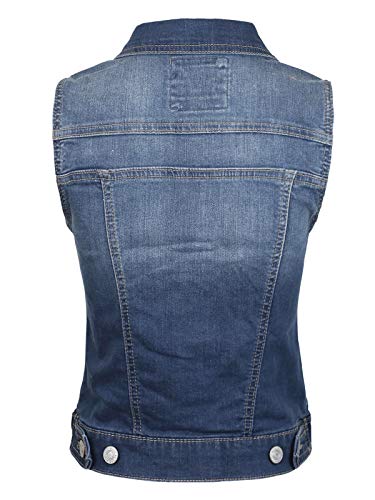Design by Olivia Women's Junior Fit Sleeveless Button up Jean Denim Jacket Vest3