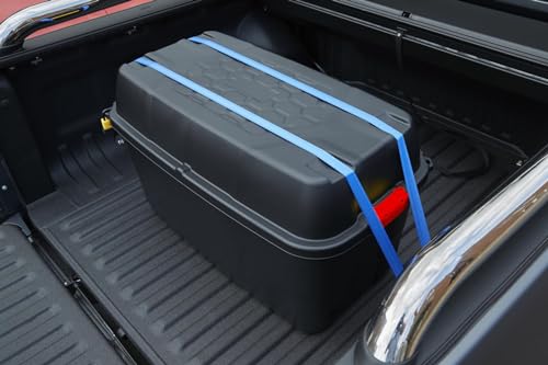 Heavy Duty Large Storage Box with Lid, 145L, Lockable, Indoor/Outdoor, Wheeled, Black with Red Handles – Image 4