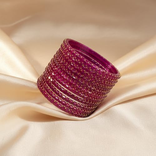 Image of SUNDRAM Raindrop Glass Bangles Set for Women & Girls, Transparent Crystal Kanch Ki Chudi for Wedding & Party, Set of 12