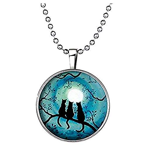 Preisvergleich Produktbild Halloween Schmuck nachtleuchtende Katze Zeit Edelstein Anhänger Halskette Schmuck Zubehör
