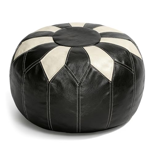 Thgonwid Unstuffed Moroccan Faux Leather Pouf Ottoman with Storage -