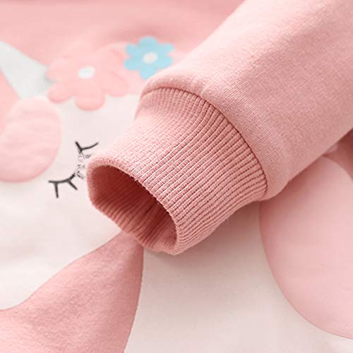 Image of weLaken Unicorn Sweatshirts for Girls Thick Cotton Pullover Tops Fall Winter Children Girls Clothing