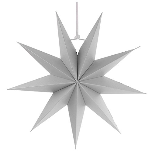 Preisvergleich Produktbild Blesiya Papierstern Weihnachtsdeko / Weihnachtsstern / Papierstern 9 Zacken / Weihnachtsbaum Dekor Ornament - Grau, 30 cm