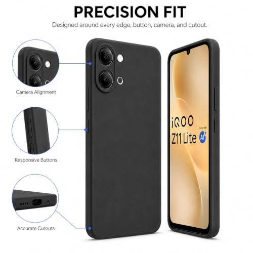 Image of FIRST MART Matte Silicone Back Cover for iQOO Z11 Lite - Black