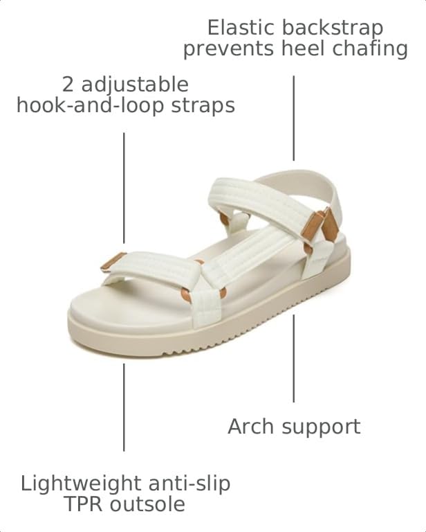 Image of Rihero Women's Flat Sandals Comfortable Open Toe Adjustable Strap Walking Footbed Sandals