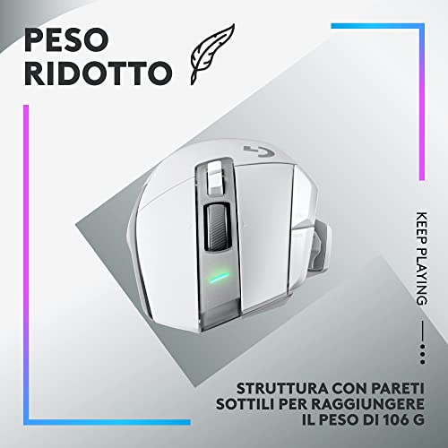 G502 X PLUS Mouse Gaming Wireless LIGHTSPEED RGB - Mouse Ottico con Switch Ibridi LIGHTFORCE, LIGHTSYNC RGB, Sensore per Gaming HERO 25K, Compatibile con PC - macOS/Windows - Bianco - Mouse gaming - Immagine 8