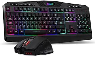 Redragon S101 Wireless Gaming Keyboard and Mouse Combo, RGB LED Backlit Keyboard, and Red Illuminated Mouse for Windows PC Gamer