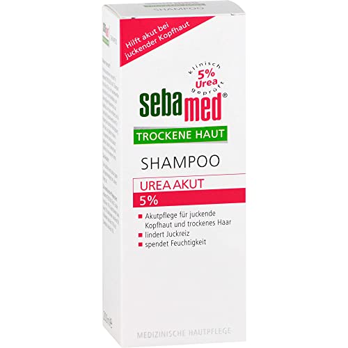 SEBAMED Trockene Haut Shampoo Urea Akut 5%, lindert spürbar Juckreiz bei trockener Kopfhaut und hilft, die natürliche Feuchtigkeitsbalance von Haut und Haar wieder herzustellen, 200 ml
