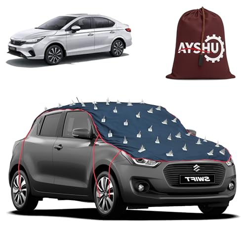Image of AYSHU Water-Resistant Spike Car Cover for Honda City ZX - Protects from Dogs, Monkeys, Dust, Sunlight & UV - Full Roof Universal Fit