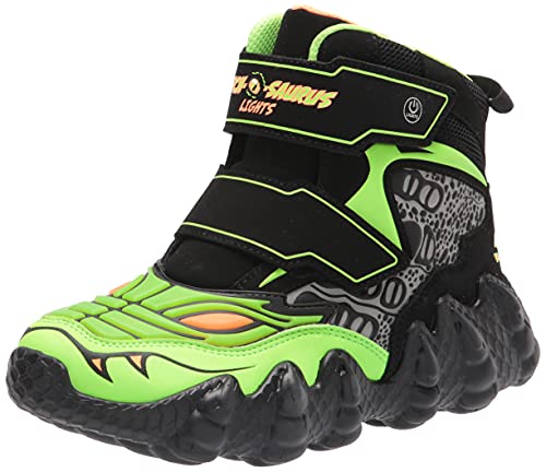 Skechers Kids Boy's Skech-O-Saurus Lights Sneaker, Black/Lime, 3.5 Big Kid