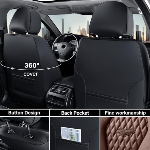Image of Coverado Car Seat Covers, Seat Covers Front Seats, Coffee Car Seat Cover, Waterproof Car Seat Covers, Car Seat Cushion, Front Leather Seat Protector Fit for Most Cars