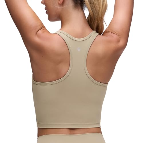 Image of CRZ YOGA Butterluxe Racerback Crop Tank Tops | Light Support, Removable Pads, Yoga, Extremely Soft, Scoop Neck, Longline Sports Bras for Women