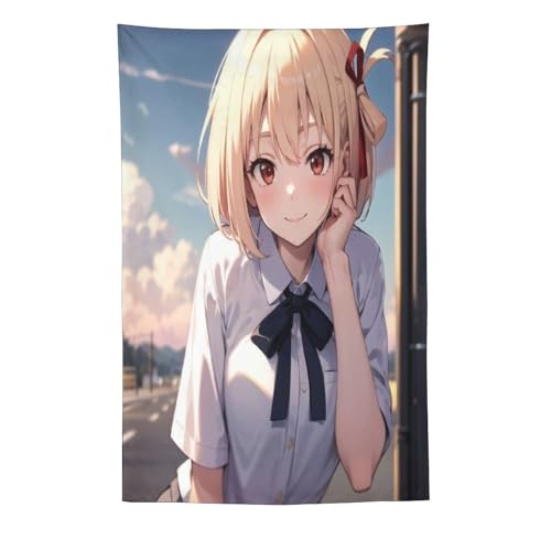 リコリスリコイル 錦木千束 井ノ上たきな タペストリー 毛布 インテリア 布 多機能 壁掛け おしゃれ ウォールアート 個性ギフト 掛け物 装飾品 ポスター 壁掛け 装飾布 背景布 寝室の装飾 60"x90"