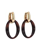 Pendientes de aro ovalados de resina y acetato marrón VIDAL & VIDAL