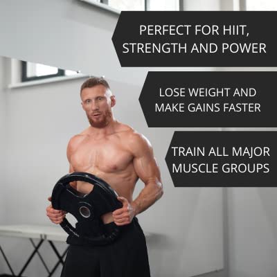 Olympic Weight Plate Tri Grip Disc Rubber Coated Cast Iron Weights Plate Set Solid Lifting Plates 3 Handles Portable Vinyl for Deadlift Barbells Dumbbell Bars Strength Training Home Gym Fitness Workout 2.5kg, 5kg, 10kg, 15kg, 20kg Single & Set - Image 6