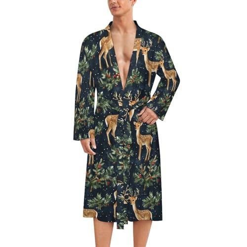 Peignoir de bain pour homme kimono léger imprimé forêt