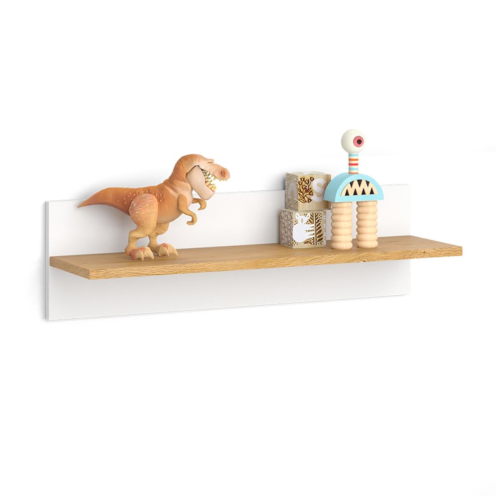 VitaliSpa Estante de Pared para habitación Infantil Malia, Blanco, 70 x 20 cm, para Montaje en Pared con Compartimento Abierto para Libros y decoración