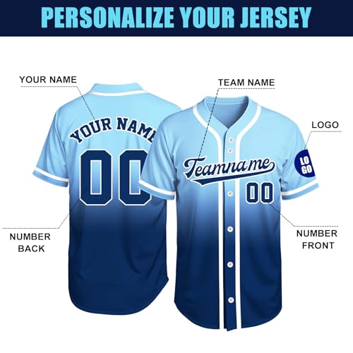 Image of Custom Baseball Jersey Personalized Stitched or Printed Name Number Baseball Shirt Sports Uniform Gifts for Men Women Youth