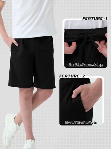qwe 5-pack boys athletic shorts with pockets dry-fit basketball soccer boys shorts for youth amp kids outdoor