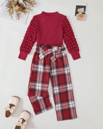 Image of Little Girls Clothes Kids Fall Winter Outfits Pant Set for Girl Age 4-8