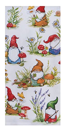 Kaydeedesigns Kay Dee Garden Gnomes And Mushrooms Dual Purpose Kitchen Towel Bundle Of 2, Multicolored #TOP1