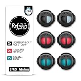 Refresh Your Car Mini Diffuser Car Air Fresheners Variety Pack, Lightning Bolt/Ice Storm, Hawaiian Sunrise, and Coastal Rush Scents, 6 Pack