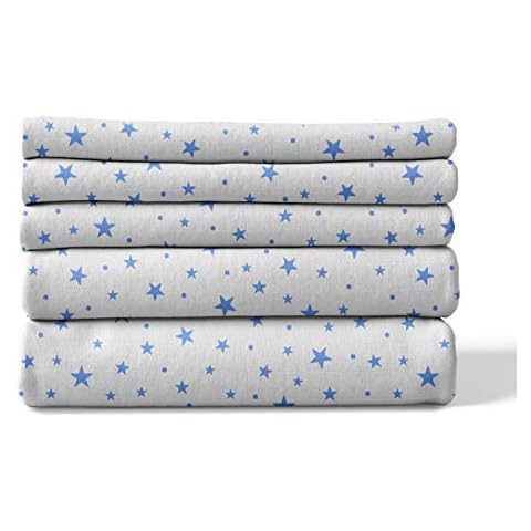 Melunda | Spucktücher Baby, Musselin Tuch, Baumwolltücher, Mulltücher, 80x80cm, Weiß mit Blauen Sternen | 5er Set Cover