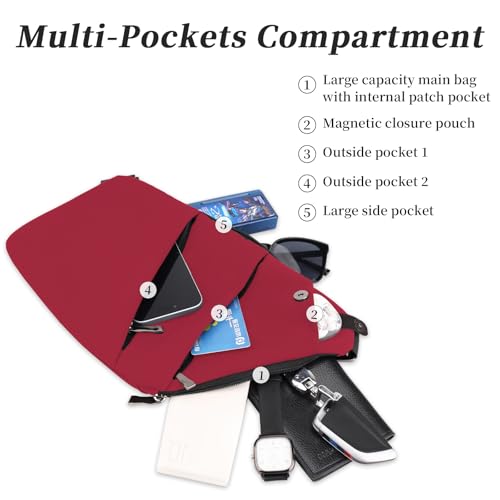 Image of Anti Theft Crossbody Bag,Sling Bag for Women Men,Multi-pocket Chest Shoulder Bag for Travel, Sport, Work