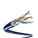 Dripstone 500ft CAT7 S/FTP in-Wall (CMR Rated) UL Listed Bare Copper Solid 23AWG Conductor 600Mhz Fluke Tested Ethernet Wire (Blue) (600032)