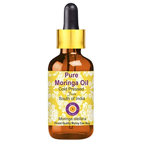 Deve Herbes Pure Moringa Oil (Moringa oleifera) with Glass Dropper | Cold Pressed | Natural | Undiluted | For Diluting Essential Oils | For Skin & Massage | Men & Women | 30ml