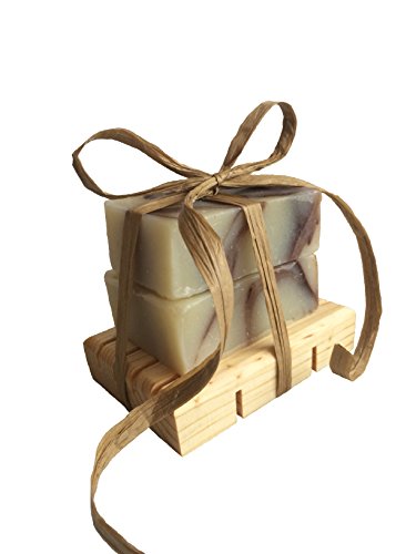 Soap and Soap Dish Gift Set, 2 Sensual Spice Handmade Organic Cleanser Bars Made With Organic Argan Oil and Essential Oils, and 1 Handmade By Wisconsin Amish Wood Soap Dish
