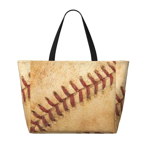 Vintage Baseball Print Large Beach Tote Bag for Women Extra Large Capacity Sandproof Waterproof Pool Bag Suitable for Swimming Pool Gym Groceries Travel2