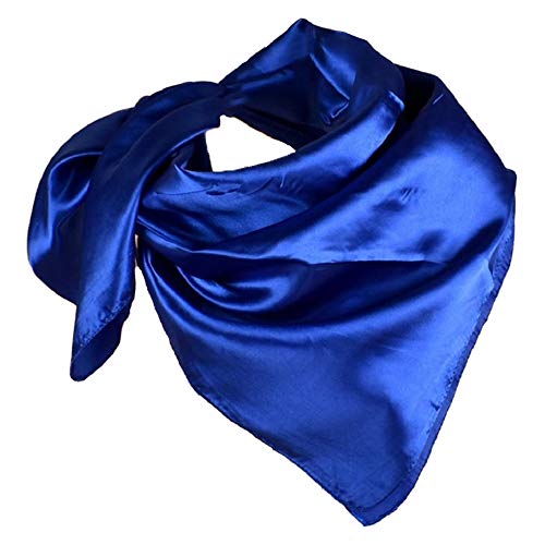 YOFASEN Hijab para Mujeres - Satinado Musulmanas con Velo Pañuelo para la Cabeza Islámico Turbante 90x90cm, Azul Profundo B Cover