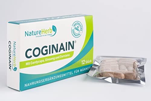 NatureHerb COGINAIN® - Für aktive Männer - Sexualität, geistige Fitness - Mit Cordyceps + Ginseng Extrakten - Damiana Spezialextrakt - Hochkonzentriert, 100% pflanzlich - 12 Kapseln – Bild 6