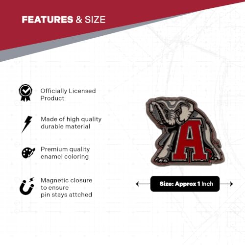 Image of Desert Cactus University of Alabama Magnetic Metal Lapel Pin (E) | Officially Licensed UA Alabama Crimson Tide Enamel Finish Lapel Pin Formal Wear Bag and Hat Jewelry Tie Track Brooch Pin