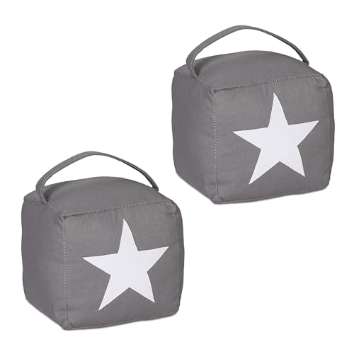 Relaxdays Türstopper Stern 2er Set, Stoff mit Sandfüllung, Türpuffer Boden, Deko Türsack, HxBxT: 18x15x15 cm, grau/weiß Relaxdays Türstopper Stern 2er Set, Stoff mit Sandfüllung, Türpuffer Boden, Deko Türsack, HxBxT: 18x15x15 cm, grau/weiß