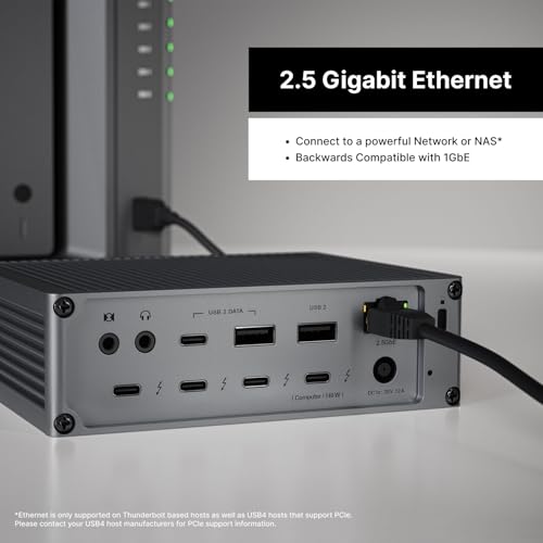 Image of CalDigit TS5 Thunderbolt 5 Dock - 15 Port, 140W Charging, 80Gb /s TBT 5 x 4, USB-C 10Gb x 3, USB-A x2, 2.5Gb Ethernet, Dual 8K@60Hz Displays, SD & microSD UHS-II, 1m Braided Cable, Space Gray 240W PSU