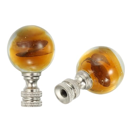 Image of PATIKIL 2pcs 1 /4-27 Lamp Finial Cap Knob, Clear Round Ball Shaped Crystal, Silver Tone
