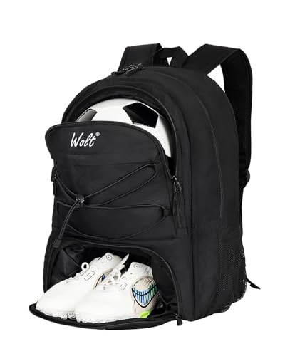 WOLT Football Bag Basketball Backapck with Boot Compartment Sports Bag for Ball & Kit
