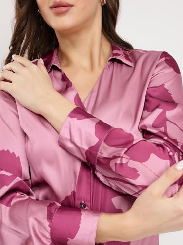 Image of FableStreet Women Shirts | Comfort Fit Spread Collar | Premium Satin Fabric for Formal, Business Casual