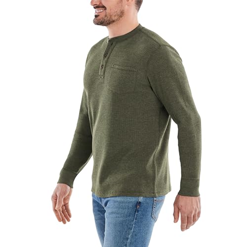 The American Outdoorsman Long-Sleeve Waffle Knit Thermal Henley Shirts with Pocket for Men4