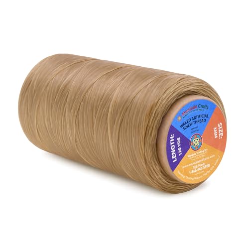 Mandala Crafts Natural Artificial Sinew Thread Waxed String for Basket Weaving Supplies - 120 Yds Sinew String Sinue Wax Thread for Tie Dye Supplies Dream Catcher Supplies