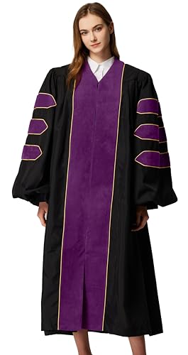 Image of MyGradDay Unisex Deluxe Graduation Doctorate Robe with Gold Piping Available for Customization