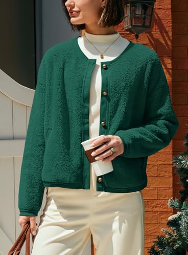 Image of Yanekop Womens Sherpa Jacket Button Down Fleece Winter Coat Fuzzy Jackets Chunky Cardigan Sweaters Open Knit Sweater